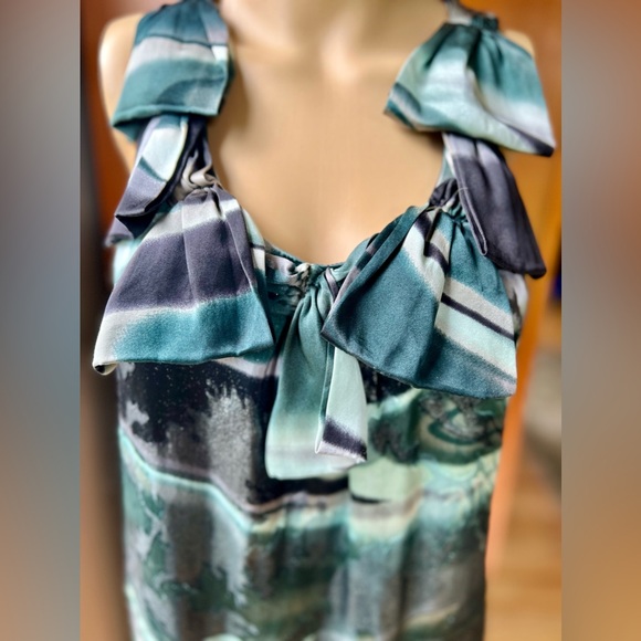 POLECI Green & Black Gently Glittered Shirt Dress Size 4 - Picture 4 of 11